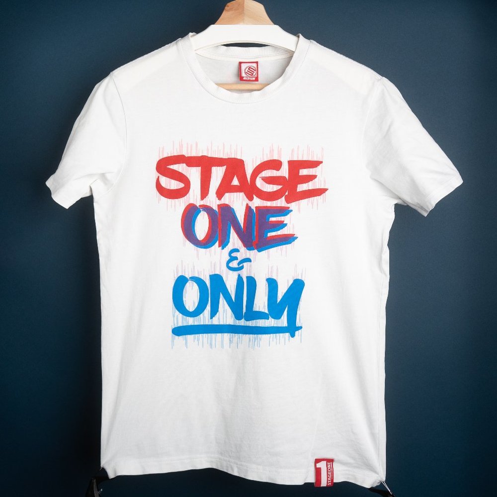 Men's STAGE 1 White T-Shirt with Print Size M